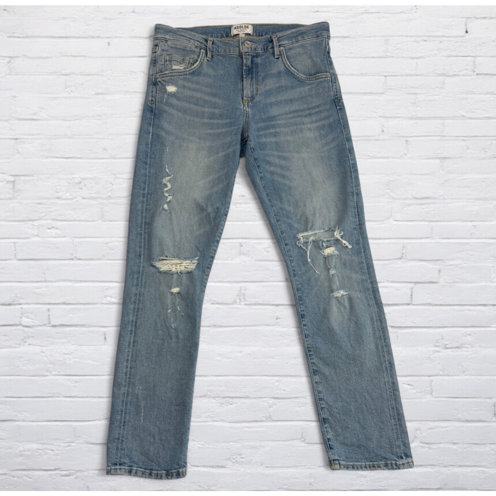 Agolde Jeans Womens 26 Isabel Slim Boyfriend Dreamer Light Wash Distressed